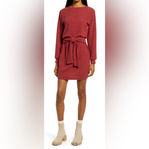 Fraiche Tie Front Long Sleeve Dress Size Medium NWT - Picture 4 of 11